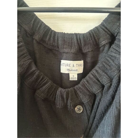 Madewell Texture & Thread Off The Shoulder Black Top with Tie Waist - Picture 8 of 9